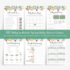 Editable In Bloom Baby Shower Games, Wild Flower Shower Games, Spring Baby Shower Games, Virtual Baby Shower Games, Botanical Baby Shower