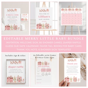 Editable Christmas Baby Shower Bundle, Merry Little Baby Shower Pack, Baby It&#39;s Cold Outside Printable Set, Santa Baby Shower Bundle, S1225