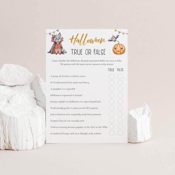 Halloween True or False Game Halloween Trivia Halloween Etsy