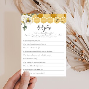Dad Jokes Game, Fun Baby Shower Game, Bee Baby Shower Game, Mom-To-Bee Baby Shower Game, Virtual Baby Shower Games, Coed Shower Game, Set71