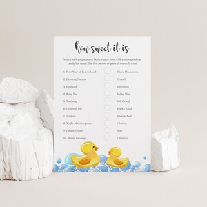 Pregnancy Candy Match Game, How Sweet It Is, Rubber Duck Baby Shower Games, Rubber Duckie Virtual Shower, Rubber Ducky Baby Shower, SET20