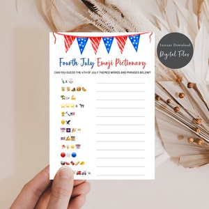 Fourth of July Emoji Pictionary, Independence Day Emoji Game, Patriotic Games, Independence Day Games, 4th July Party Games, SET472