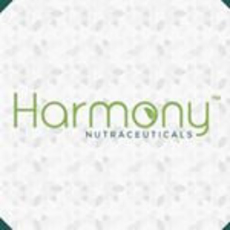 May include: Logo for Harmony Nutraceuticals, a company that specializes in dietary supplements. The logo features a stylized green leaf with the word "Harmony" in a white sans-serif font and the word "Nutraceuticals" in a smaller white sans-serif font.