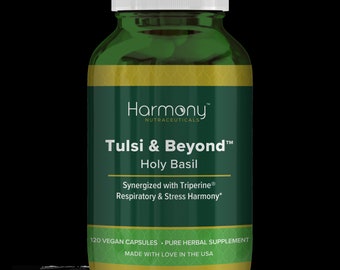 Tulsi and Beyond ,Respiratory & Stress Harmony Pure  Ayurveda Supplement, Harmony Nutraceuticals 120 Vegan Capsules