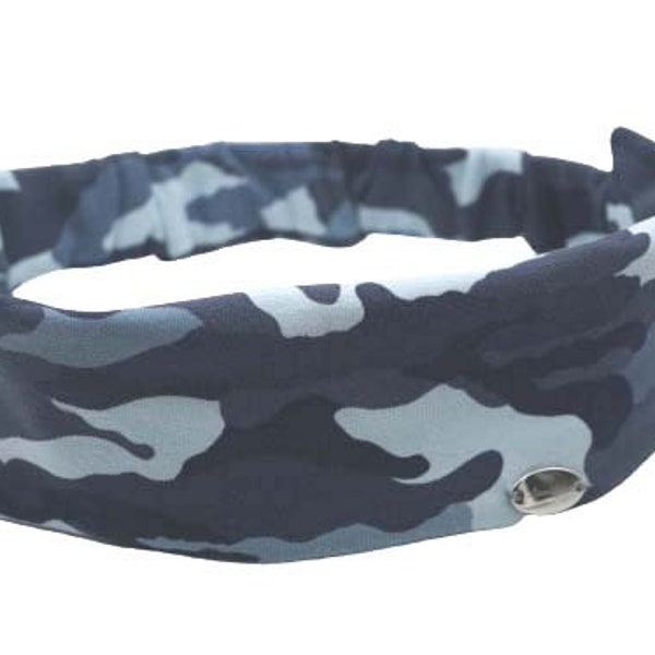Stirnband, Haarband: Camouflage, blau