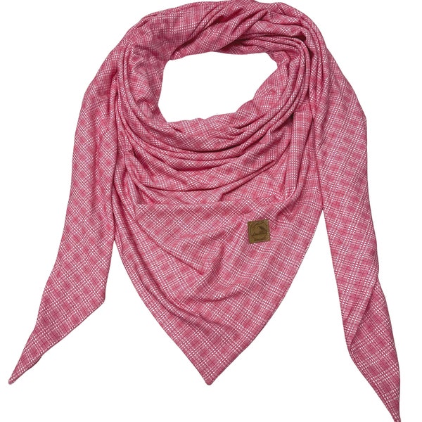 Landhuis handmade – XXL Tuch Schal Rosa Pink Karo Muster Kariert Dreieckstuch Herren Damen-Halstuch Männer Frauen Dreieckig Herbst Winter