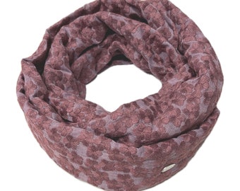 Landhuis Handmade – Loop Schal Alt Rosa Bestickt Blüten Baumwolle Halstuch für Damen & Herren Schlauch-Schal für jede Jahreszeit
