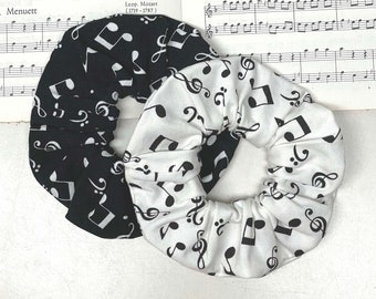 Scrunchie / Haargummi: Musik liegt in der Luft, weiß - schwarz