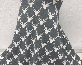 Fabric by the meter – organic cotton knit with deer, 28.50 euros/meter, dark gray off-white, reversible knit fabric