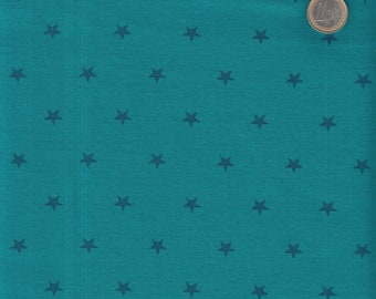 Fabric by the meter - Cotton fine rib jersey: stars, 8.88 euros/meter, cuffs, petrol, tone on tone, green petrol