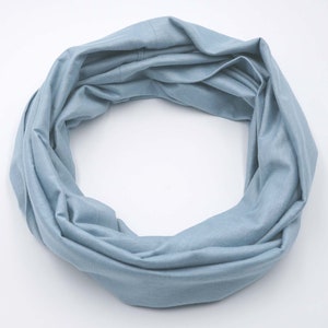 Landhuis Handmade - Loop Scarf Plain Blue 100% Cotton Neckerchief for Men & Women Tube Scarf Autumn Winter Women Men