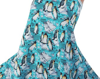 Fabric by the meter – French Terry Cotton Sweat: Penguins, 18.00 Euro/meter, in arctic blue