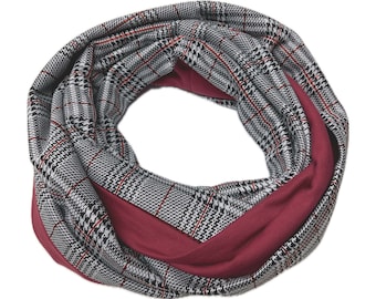 Landhuis handmade - loop scarf Glencheck black red, unisex, timeless