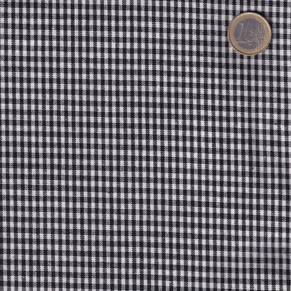 Landhuis handmade – Stoff Meterware – Baumwollstoff: Kleines Vichy Karo schwarz weiß, 12,90 Euro/m, 100 % Baumwolle, kariert