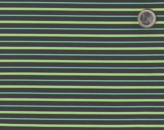 Fabric sold by the meter – fine jacquard jersey with stripes, 17.50 euros/meter, black with green