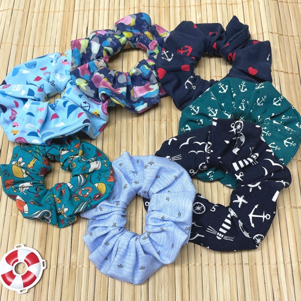 Maritime Scrunchies / Haargummis - verschiedene Dessins, verschiedene Farben