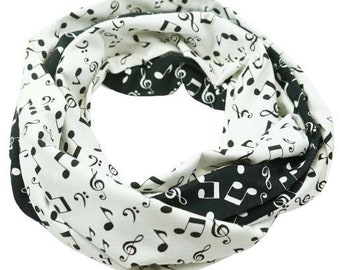 Landhuis Handmade – Music Loop Scarf Choir Neckerchief for Men & Women Tube Scarf Cotton Print with Notes Autumn Winter Women Men