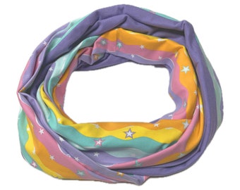 Landhuis Handmade – Loop scarf in colorful rainbow waves cotton scarf ladies tube scarf for every season