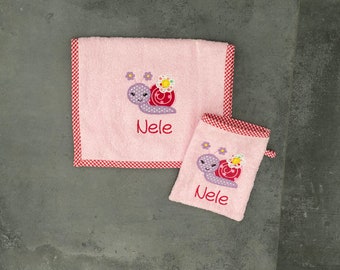 Set 2 : petite serviette + gant de toilette