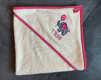 Hooded bath towel for babies and children (80 x 80 cm)