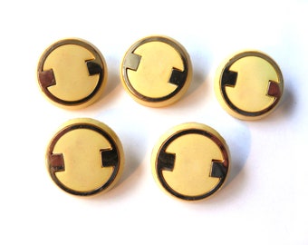 5 BOUTONS PLASTIQUE vintage or jaune 23 mm environ boutons barre boutons bijoux jaunes sertis or boutons vintage des années 1970/80