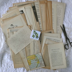 EPHEMERA 40+BRAUNES SET ausgesuchte alte BuchSeiten+Notenblätter+Landkarten JunkJournal MixedMedia Collage Papierkunst Basteln 1890/1980