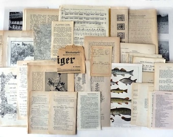 Vintage Large SET 60 pieces Vintage Pages Antique 1900/70 JunkJournal Scrapbook ArtJournal MixedMedia Collage Paper Art Decoration Ephemera