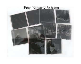 6 x 6 cm 10 pieces Black & White NEGATIVE PHOTO FILM Negative strips Photo recordings Vintage from the 1970s/80s