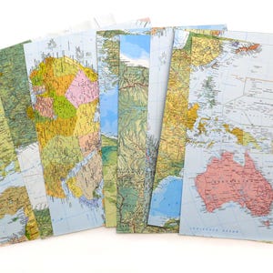 8 ATLAS Seiten VINTAGE Landkarten ca.24x34cm edles LandkartenPapier Weltkarten rundErdball Journal Origami Scrapbook Bastel VINTAGE 1970er