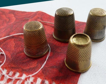 1920s 4x Thimble Sturdy Finger Protection Sewing and Embroidery Friends HANDMADE VINTAGE