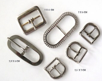 6 Silver METAL buckles Classic Sporty Timeless decorative buckles VINTAGE of the 1970/80s