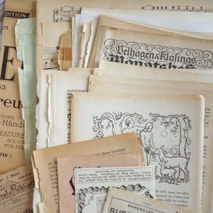 1 Vintage BRAUNES Raritäten BuchSeiten Notenblätter Fotos Zeitung Werbung JunkJournal Papierkunst Basteln SET aus alten Zeiten 1890/1980