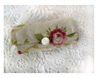 1900s ROLL needle case fabric button handcraft sewing, embroidery and pin needles vintage case