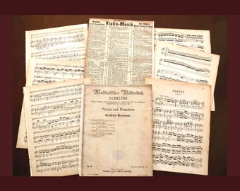 Einmalig selten Vintage NotenBlätter 8 MusikBlätter beidseitig bedruckt ScrapBook Papierkunst JunkJournal Bastelarbeit Vintage1900-1920er