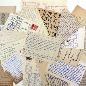 15 pieces of letters, snippets, cards, reports, machine-printed, handwritten, scrapbooking, junk journal, collages, crafts, vintage 1920s-1980s
