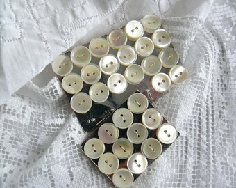 30 BRAND NEW approx. 11 mm mother of pearl 2-hole buttons, blouse dress doll craft sewing vintage