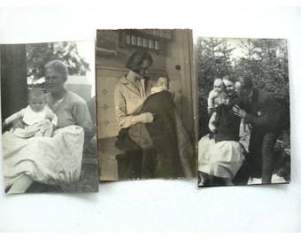 IMMAGINI DI BAMBINI ANNI '20/'30 3 dolci istantanee CARTOLINE 9 x 14 cm Foto REALI immagini amatoriali foto di famiglia in bianco e nero ephimera scrapbook crafts