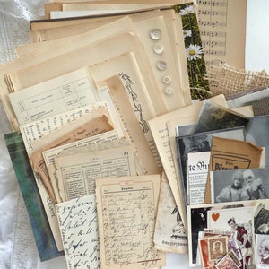 Vintage BRAUNES EPHEMERA SET Raritäten BuchSeiten Notenblätter Fotos Postkarten JunkJournal MixedMedia Collage Papierkunst Basteln 1890/1980 Bild 5