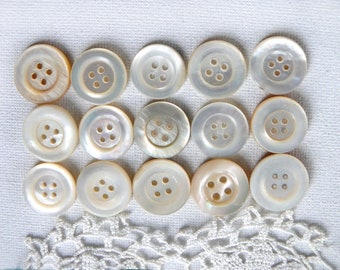 15 mother of pearl approx. 17 mm VINTAGE 4-hole MOTHER OF PEARL buttons blouse dress jacket decorative button jewelry button handmade