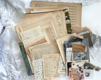 Vintage BROWN EPHEMERA SET Rarities Book Pages Sheet Music Photos Maps Junk Journal Mixed Media Collage Paper Art Crafts 1890/1980