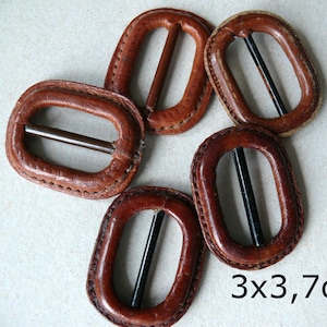 5 LEATHER covered METAL buckles VINTAGE LEATHER BUCKLE belt buckle bag buckle jacket buckle classic leather buckle