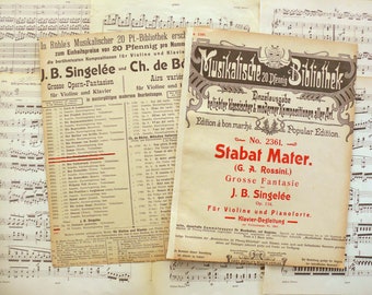 Selten+einmalig Vintage SET NotenBlätter 8 alte MusikBlätter beidseitig bedruckt ScrapBook Papierkunst JunkJournal Bastelarbeit 1900-1920er