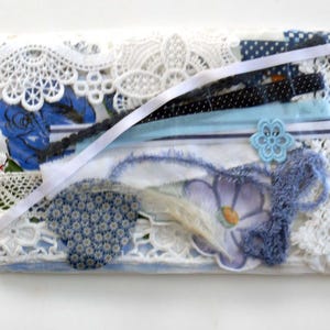 BLUE-WHITE Lace Trim Crochet Lace Cotton Flowers Embroidery Ribbons Handmade Vintage