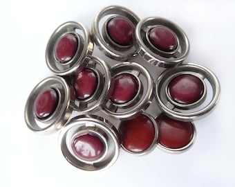 8+2 SILBERweinROT 15+27 mm light PLASTIC buttons Jewelry Buttons Decorative Buttons VINTAGE from the 80s