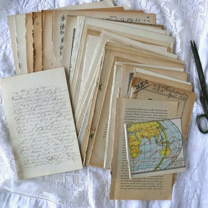40+EPHEMERA Blätter besondere ausgesuchte alte BuchSeiten+Notenblätter+Landkarten JunkJournalMixedMediaCollage Papierkunst Basteln 1890/1980