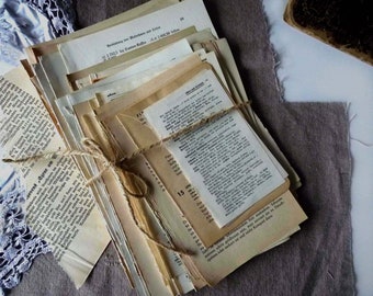 70 VINTAGE EPHEMERA Book Pages Special Old Original Sheets from 1885-1970s ScrapBook Paper Art ORIGAMI JunkJournal Craft