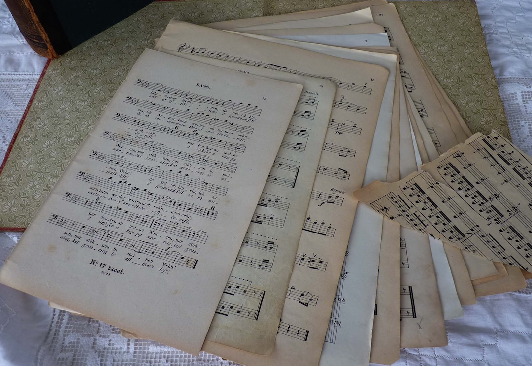 Vintage Lightdark Note Sheets 10 Music Sheets Book Pages Scrapbook ...