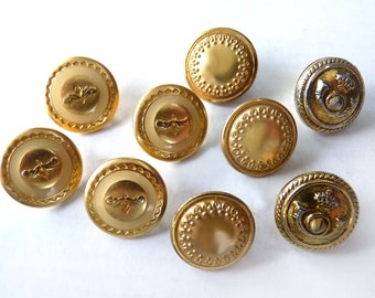 9GOLDknöpfe ca.18 mm METALLknöpfe Eyelet Buttons Sieraden + decoratieve knoppen VINTAGE van de jaren 1970/80