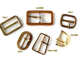 6 Sporty METAL buckles Classic golden decorative buckles VINTAGE of the 1970/80s