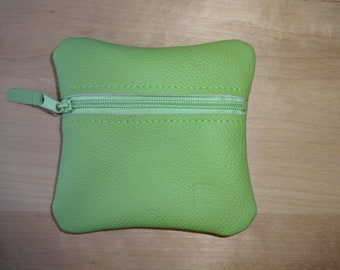 Purse small light green genuine leather